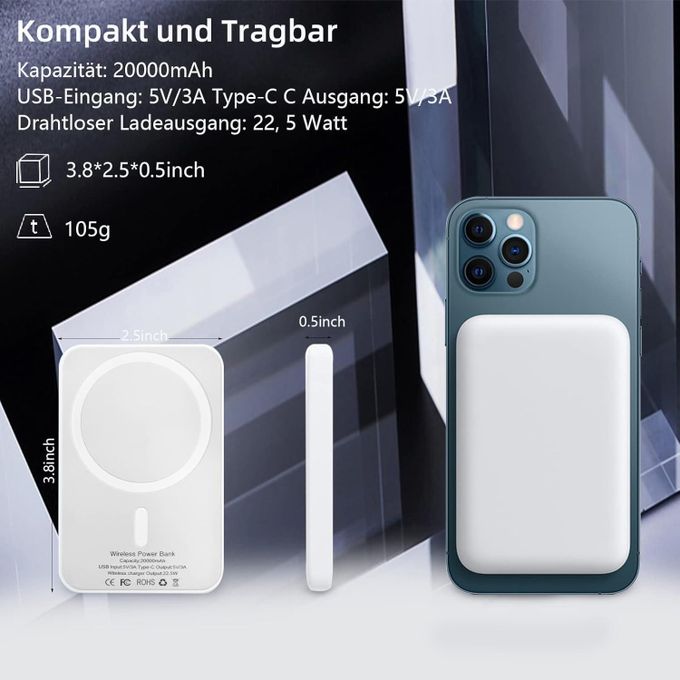 Magsafe Powerbank puissance sans fil magnétique Batterie 3000 Mah