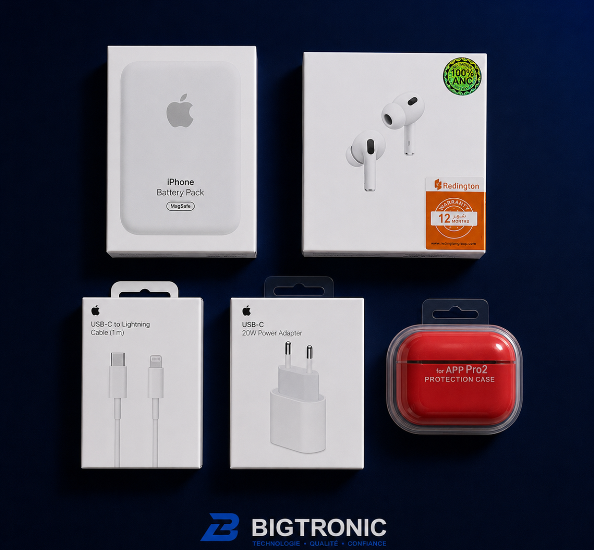 MagSafe 10000mah + AirPods Pro 2 + Pochette + Adaptateur 20w + Cable